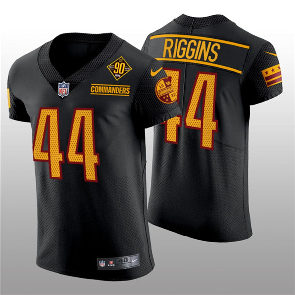 Men's Washington Commanders #44 John Riggins Black 90th Anniversary Elite Stitched Jersey